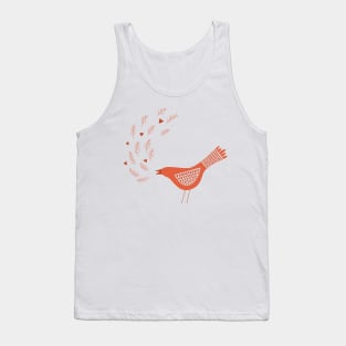 Scandinavian Bird With Hearts Tank Top